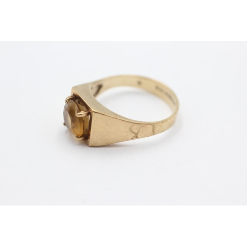 1014 - A 9ct gold citrine cocktail ring, size P - approx. gross weight 3.4 grams