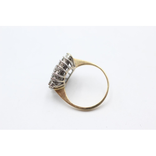 1048 - A 9ct gold clear gemstone cluster statement ring, size L½ - approx. gross weight 3.2 grams