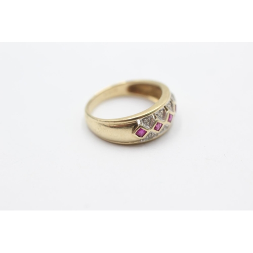 1058 - A 9ct gold ruby and diamond stylised gypsy setting ring, size K½ - approx. gross weight 2.7 grams