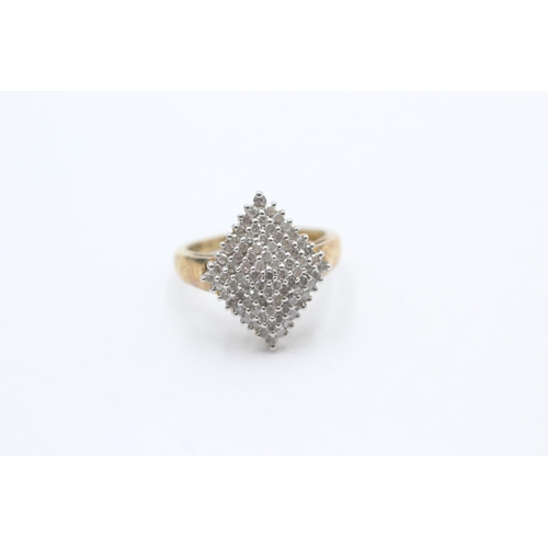 1065 - A 9ct gold diamond cluster statement ring, size P - approx. gross weight 3.6 grams