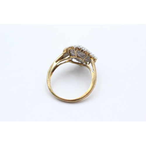 1065 - A 9ct gold diamond cluster statement ring, size P - approx. gross weight 3.6 grams