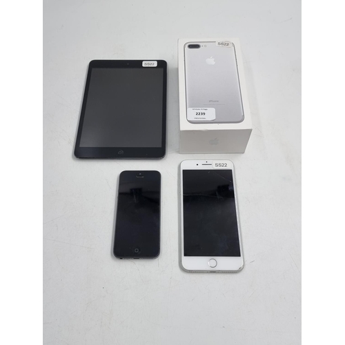 753 - Three Apple items, one iPhone 5 A1429, one iPhone 7 A1784 and one iPad A1432