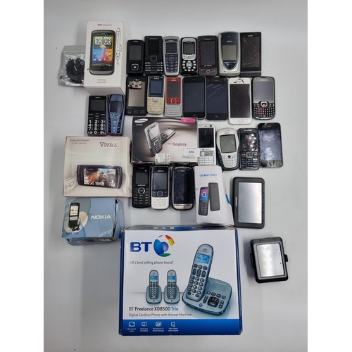 720 - A large collection of mobile phones to include, iPhone 5s, iPhone 3Gs, Alactel 3080 4G, Samsung Wind... 