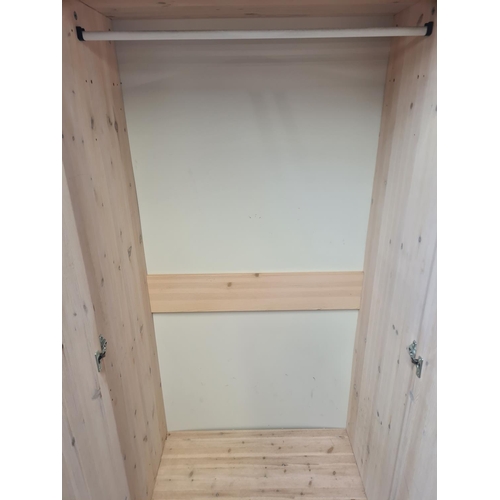 11 - A modern painted pine double wardrobe with lower drawer - approx. 190cm high x 54cm wide x 52cm deep