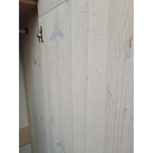 11 - A modern painted pine double wardrobe with lower drawer - approx. 190cm high x 54cm wide x 52cm deep