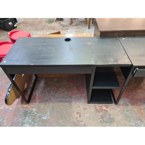 133 - Two modern black ash effect office desks