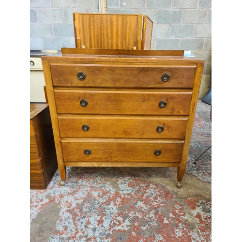 140 - An Edwardian walnut chest of four drawers - approx. 105cm high x 99cm wide x 42cm deep