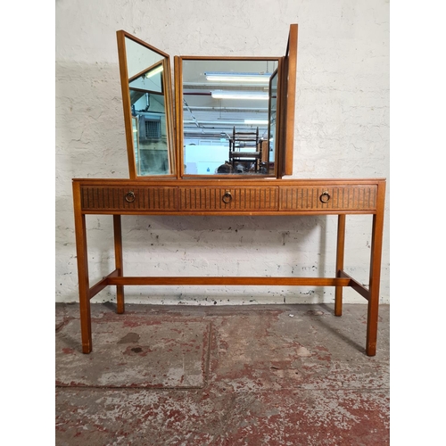 148A - A 1960s Loughborough for Heals teak and brass inlaid dressing table - approx. 130cm high x 120cm wid... 