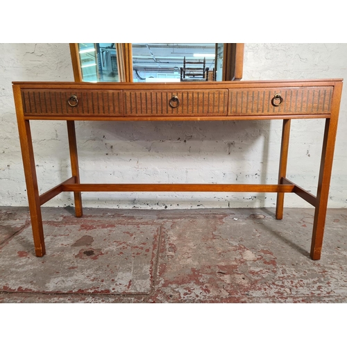 148A - A 1960s Loughborough for Heals teak and brass inlaid dressing table - approx. 130cm high x 120cm wid... 