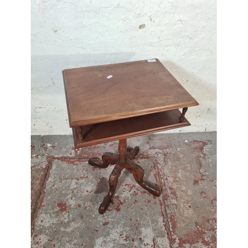 19 - A Victorian style mahogany two tier pedestal side table - approx. 70cm high x 45cm wide x 36cm deep