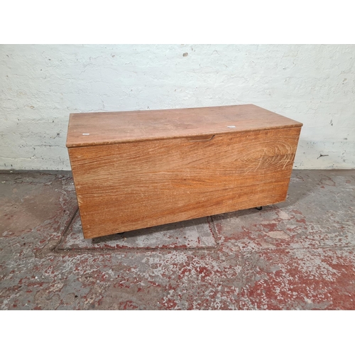 30 - A mid 20th century Sutcliffe of Todmorden teak blanket box on castors - approx. 51cm high x 107cm wi... 