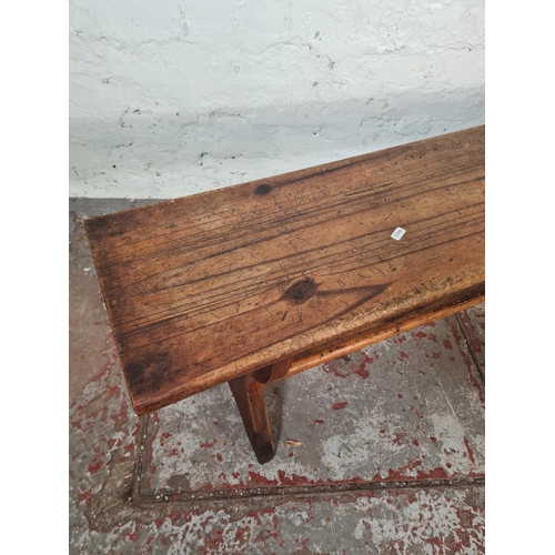 34 - A solid pine hallway bench - approx. 44cm high x 120cm wide x 30cm deep