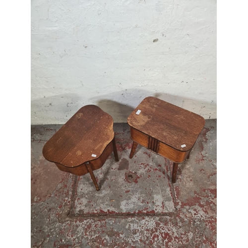 36 - Two vintage Morco oak sewing tables - largest approx. 47cm high x 43cm wide x 33cm deep