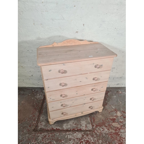 4 - A modern painted pine chest of five drawers - approx. 98cm high x 81cm wide x 40cm deep