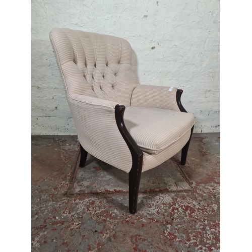 44 - A Victorian style button back upholstered armchair - approx. 87cm high x 69cm wide x 63cm deep