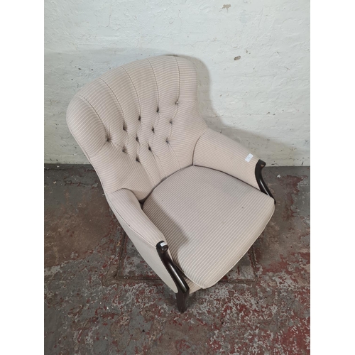 44 - A Victorian style button back upholstered armchair - approx. 87cm high x 69cm wide x 63cm deep