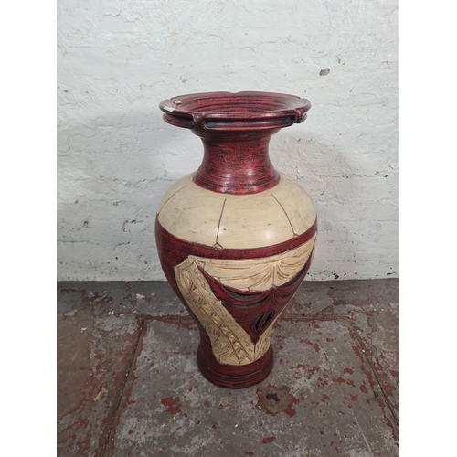 47 - A modern painted terracotta floor vase - approx. 77cm high