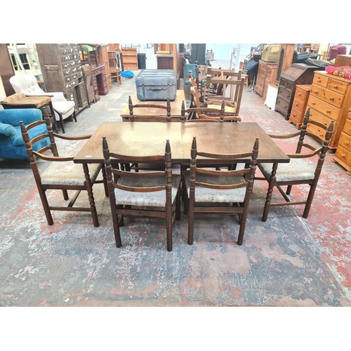 48 - A Younger Toledo chestnut rectangular extending dining table and six matching chairs - approx. 74cm ... 