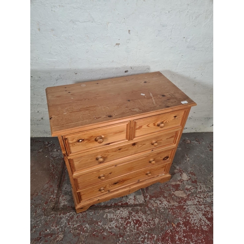 5 - A modern solid pine chest of two short over three long drawers - approx. 87cm high x 85cm wide x 46c... 