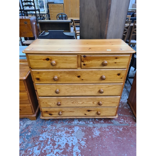 71 - Two pieces of modern pine furniture, one chest of two short over four long drawers - approx. 103cm h... 