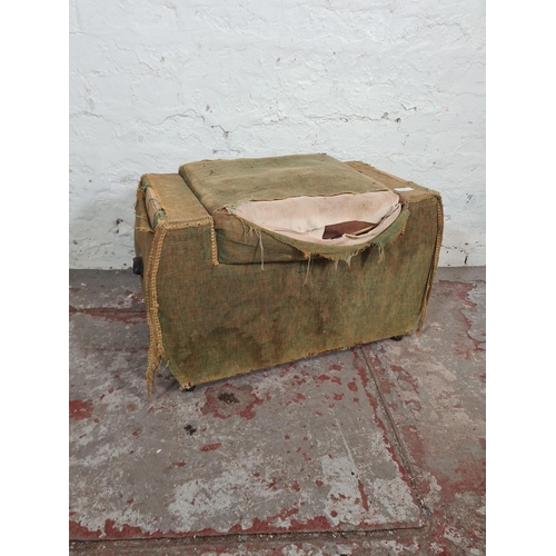 76 - An early 20th century fabric upholstered twin handled storage stool - approx. 38cm high x 63cm wide ... 