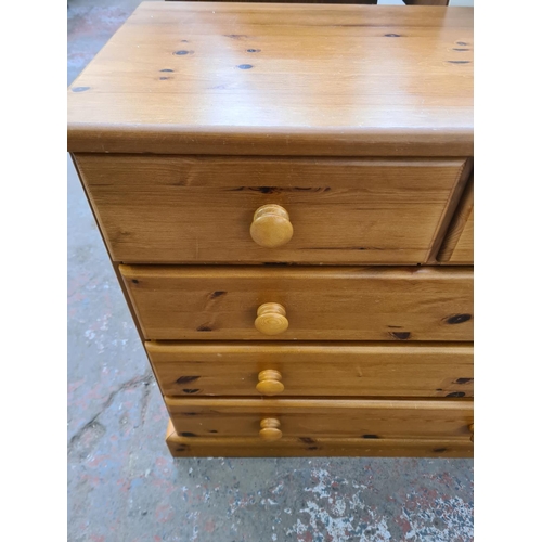 81 - A modern pine chest of two short over three long drawers - approx. 75cm high x 81cm wide x 41cm deep