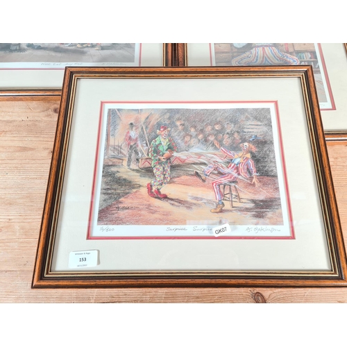 153 - Five framed A. Makinson pencil signed limited edition no. 16 of 500 prints - all approx. 42cm x 35cm