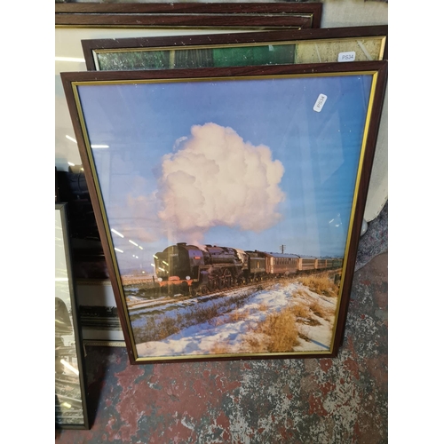 155 - Eleven framed locomotive prints