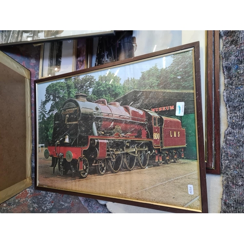 155 - Eleven framed locomotive prints