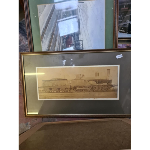 155 - Eleven framed locomotive prints