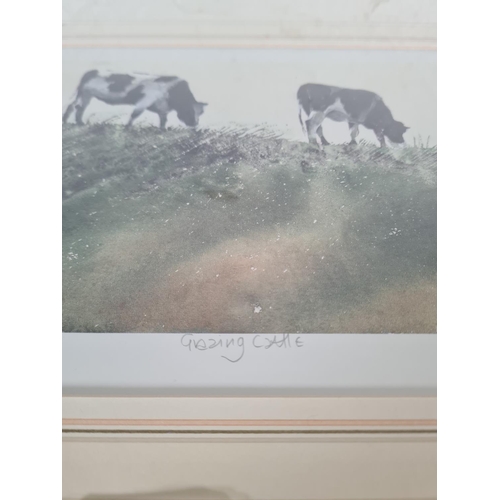 159 - A framed Ann Blockley Grazing Cattle pencil signed limited edition no. 202 of 500 print - approx. 41... 