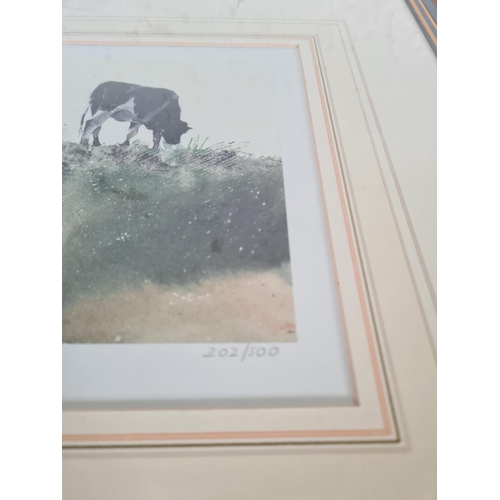 159 - A framed Ann Blockley Grazing Cattle pencil signed limited edition no. 202 of 500 print - approx. 41... 