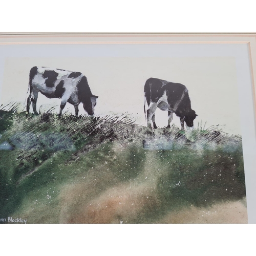 159 - A framed Ann Blockley Grazing Cattle pencil signed limited edition no. 202 of 500 print - approx. 41... 