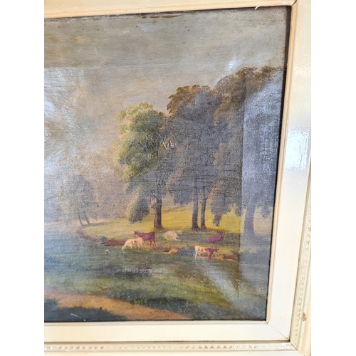 172 - A 19th century framed oil on canvas of a cattle and woodland scene, signed W. Heap 1883 - approx. 79... 