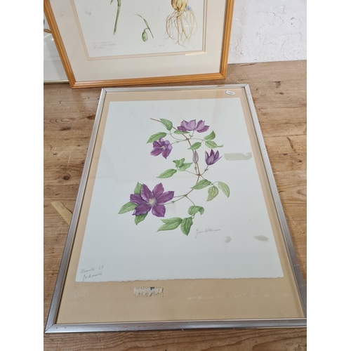 179 - Six framed floral watercolours to include four signed Joan Wilkinson etc.