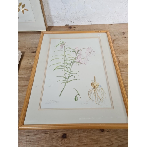 179 - Six framed floral watercolours to include four signed Joan Wilkinson etc.