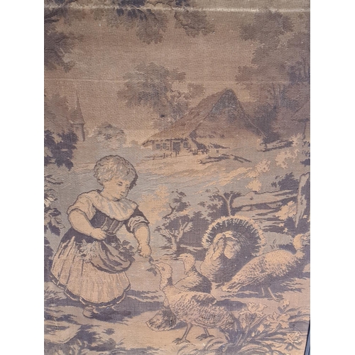 192 - An early 20th century oak framed tapestry - approx. 90cm high x 75cm wide