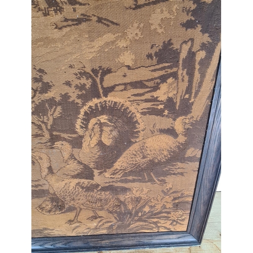 192 - An early 20th century oak framed tapestry - approx. 90cm high x 75cm wide