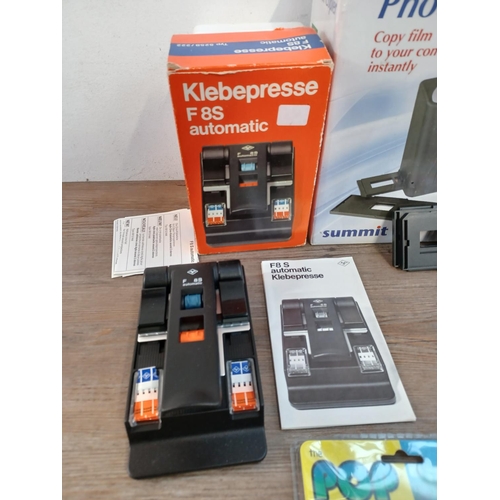 658 - Five items to include boxed Kleberpresse F8S automatic Super8 film splicer with instruction manual, ... 