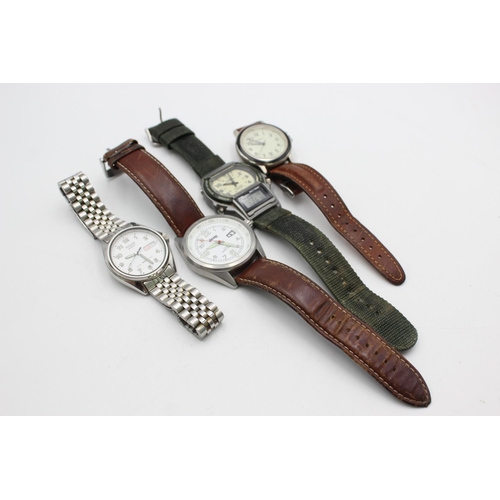 1132 - Four quartz men's wristwatches, Pulsar, Jeep, Casio and Fossil