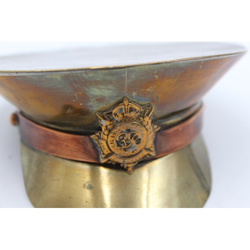 1177 - A WWII trench art brass soldiers cap - approx. 12.5cm diameter