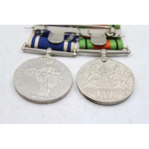 1179 - Two George VI mounted medals, one Police Exemplary Service awarded to Constable Edgar Thomas and one... 