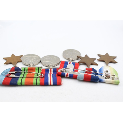 1187 - Two WWII mounted medal groups to include the Atlantic Star, the 1939-1945 Star etc.