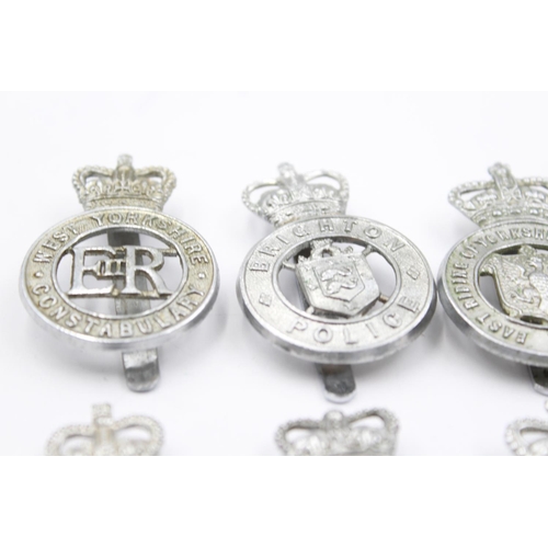 1189 - Eight vintage Police cap badges to include West Midlands, Sussex, West Yorkshire etc.