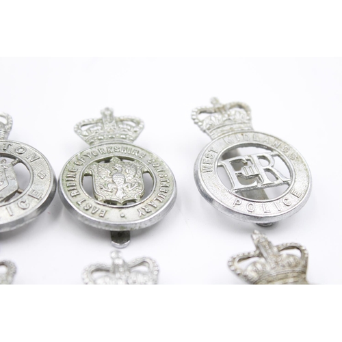 1189 - Eight vintage Police cap badges to include West Midlands, Sussex, West Yorkshire etc.