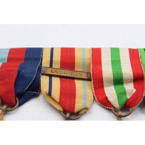 1190 - A WWII mounted medal group to include the Italy Star, the Africa Star etc.