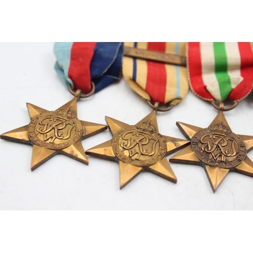 1190 - A WWII mounted medal group to include the Italy Star, the Africa Star etc.