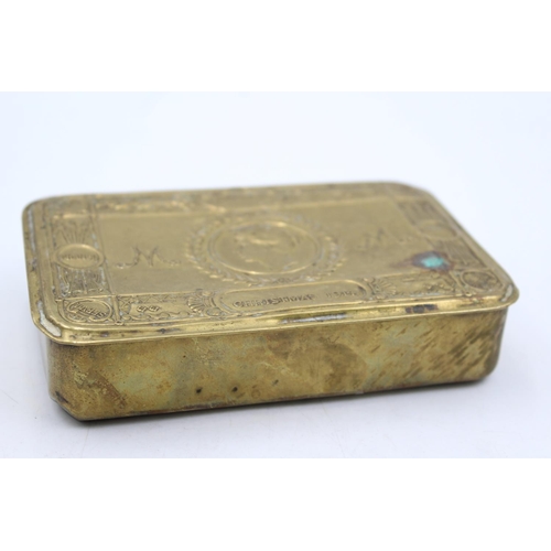 1191 - A WWI brass Princess Mary Christmas tin - approx. 13cm x 8.5cm