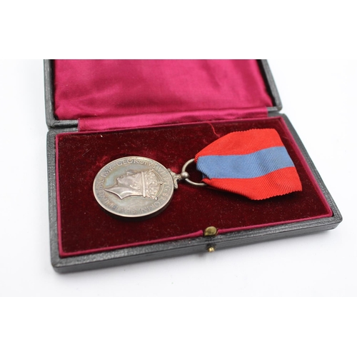 1197 - A boxed WWII Imperial Service medal awarded to Edwin Frank Coles