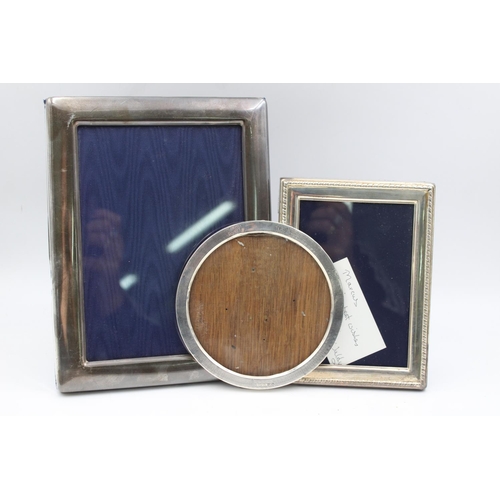 1270 - Three hallmarked .925 sterling silver photo frames - approx. gross weight 845 grams